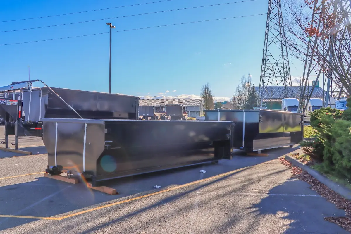 Roll-off dumpster ready for waste disposal at job site for 15 Yard Dumpster Rental in Upper Providence